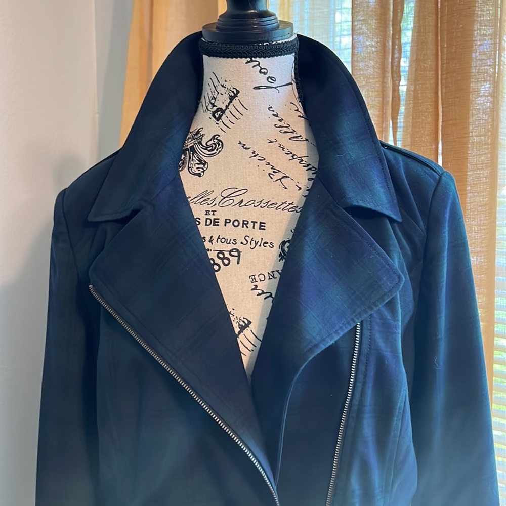 CAbi Lightweight Navy Blue and Green Jacket